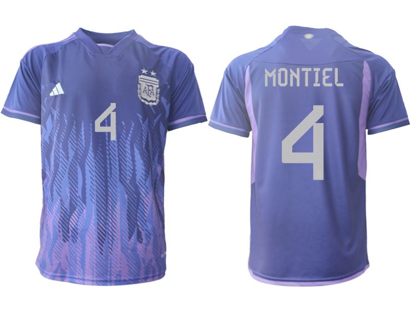 Men 2022 World Cup National Team Argentina away aaa version purple #4 Soccer Jersey->argentina jersey->Soccer Country Jersey